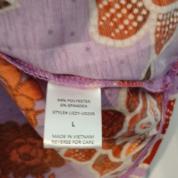 Dear Scarlett Floral Women's Top - Purple and Red sz L - Picture 5 of 6
